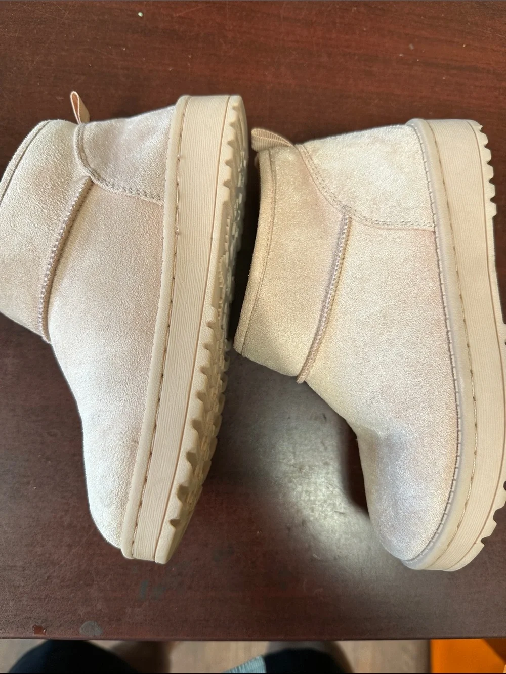 ##128, Size 13, White Mountain Kids Plush Ankle Boots in Light Pink Beige